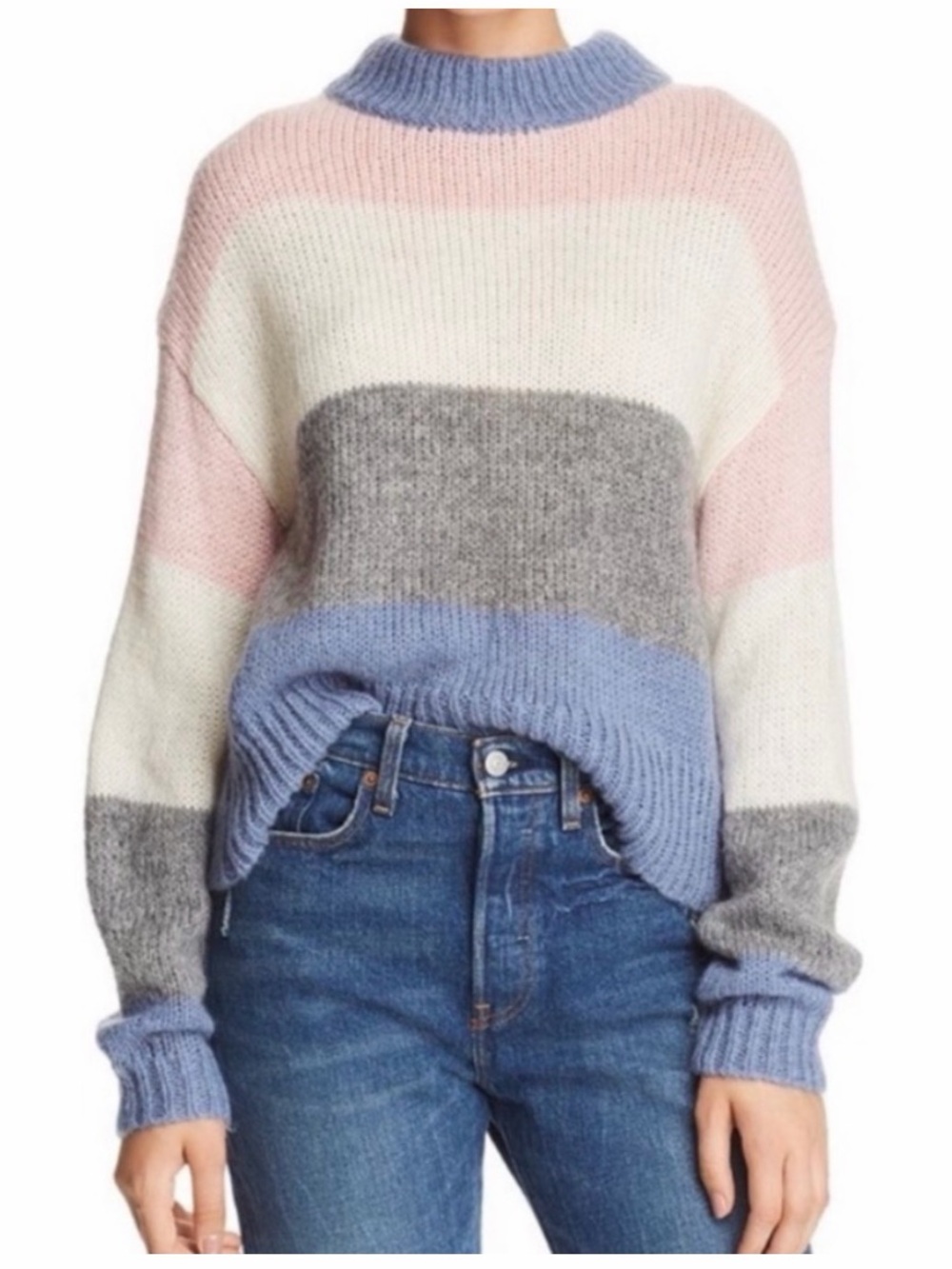 Rebecca Minkoff Chunky Striped Mock-Neck Wool & Mohair Blend Sweater